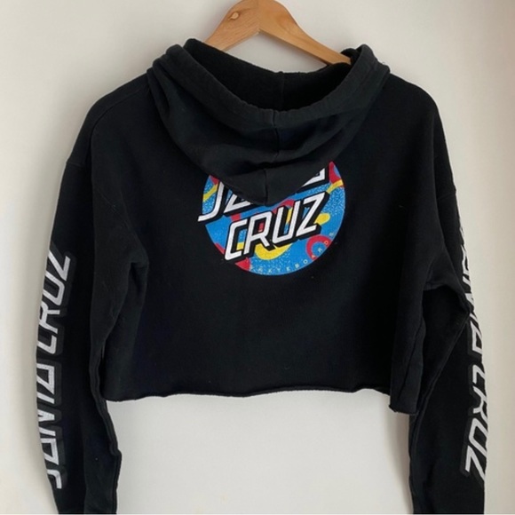 Cropped Black Santa Cruz Hoodie - Picture 2 of 4